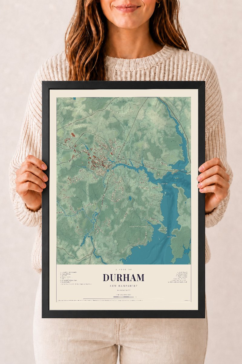 NH Current Atlas 2026 | Durham | 12" x 18" | W/ Black Ayous Wood Frame