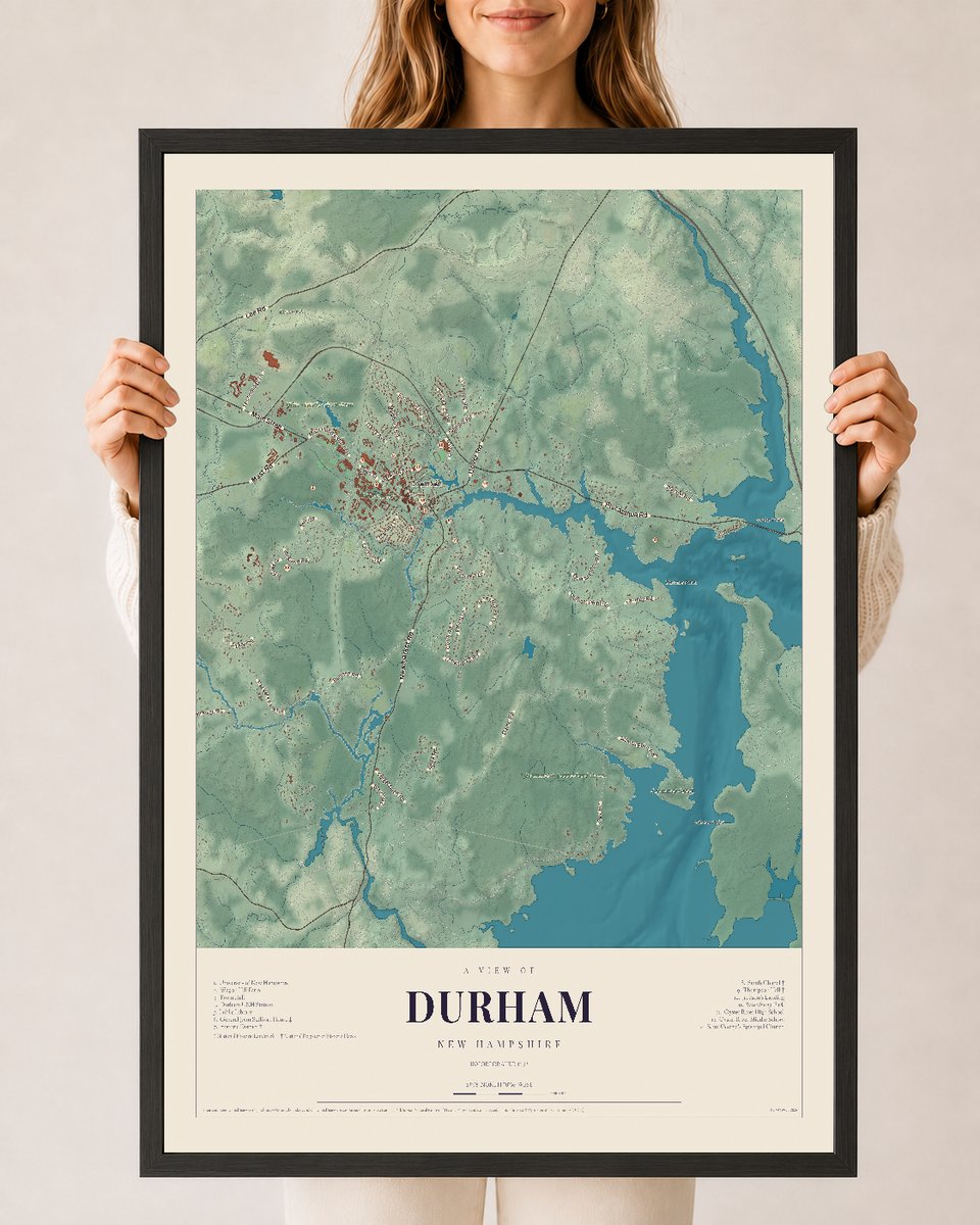 NH Current Atlas 2026 | Durham | 24" x 36" | W/ Black Ayous Wood Frame
