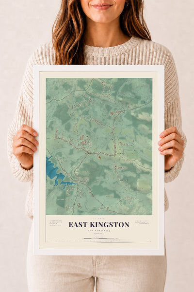 NH Current Atlas 2026 | East Kingston | 12" x 18" | W/ White Ayous Wood Frame