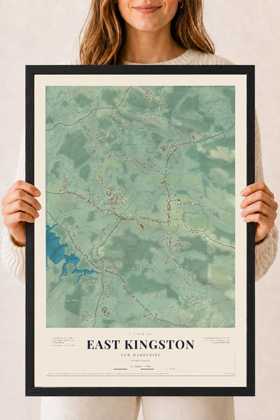 NH Current Atlas 2026 | East Kingston | 18" x 24" | W/ Black Ayous Wood Frame