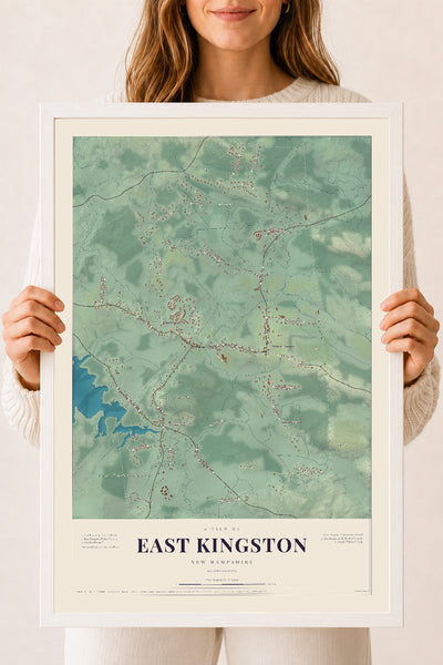 NH Current Atlas 2026 | East Kingston | 18" x 24" | W/ White Ayous Wood Frame