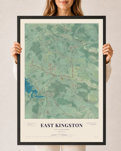 NH Current Atlas 2026 | East Kingston | 24" x 36" | W/ Black Ayous Wood Frame