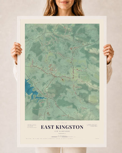 NH Current Atlas 2026 | East Kingston | 24" x 36" | W/ White Ayous Wood Frame