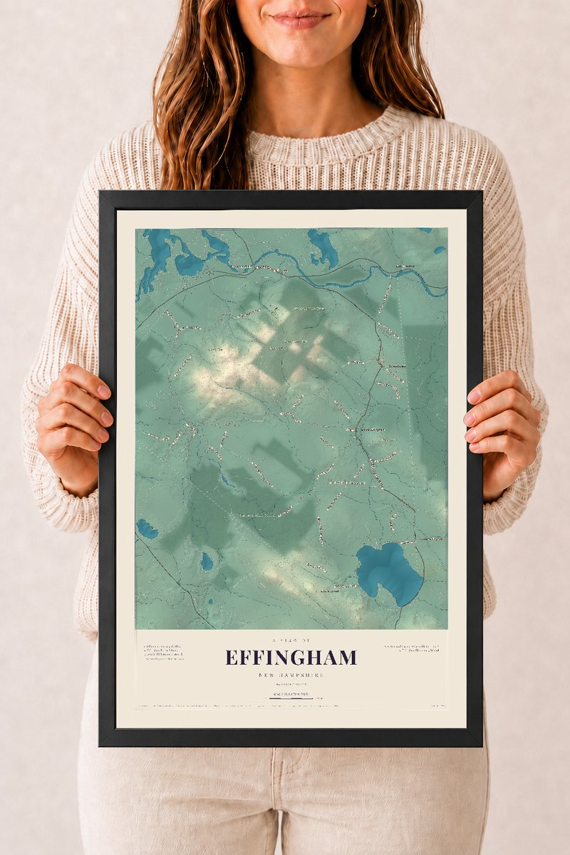 NH Current Atlas 2026 | Effingham | 12" x 18" | W/ Black Ayous Wood Frame