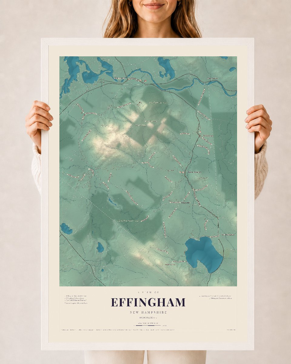 NH Current Atlas 2026 | Effingham | 24" x 36" | W/ White Ayous Wood Frame