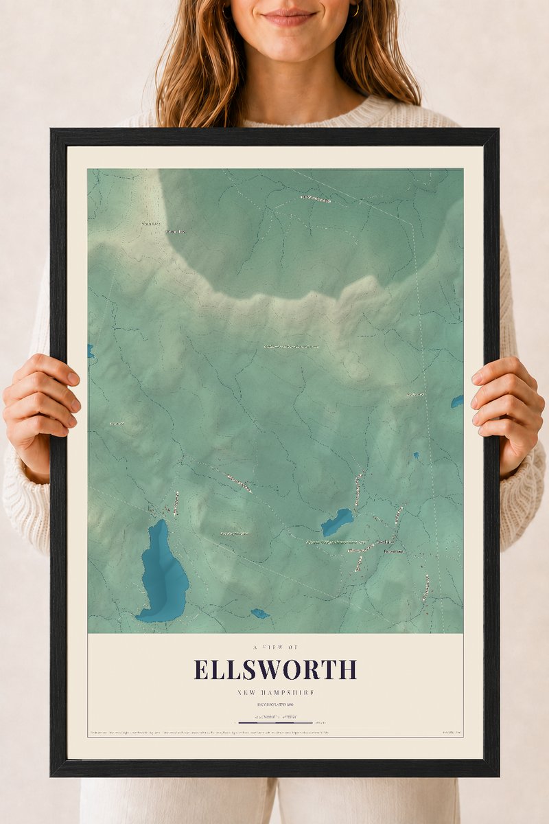 NH Current Atlas 2026 | Ellsworth | 18" x 24" | W/ Black Ayous Wood Frame