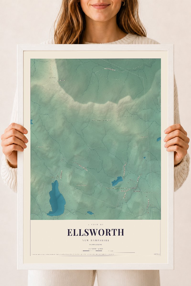 NH Current Atlas 2026 | Ellsworth | 18" x 24" | W/ White Ayous Wood Frame