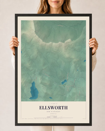 NH Current Atlas 2026 | Ellsworth | 24" x 36" | W/ Black Ayous Wood Frame