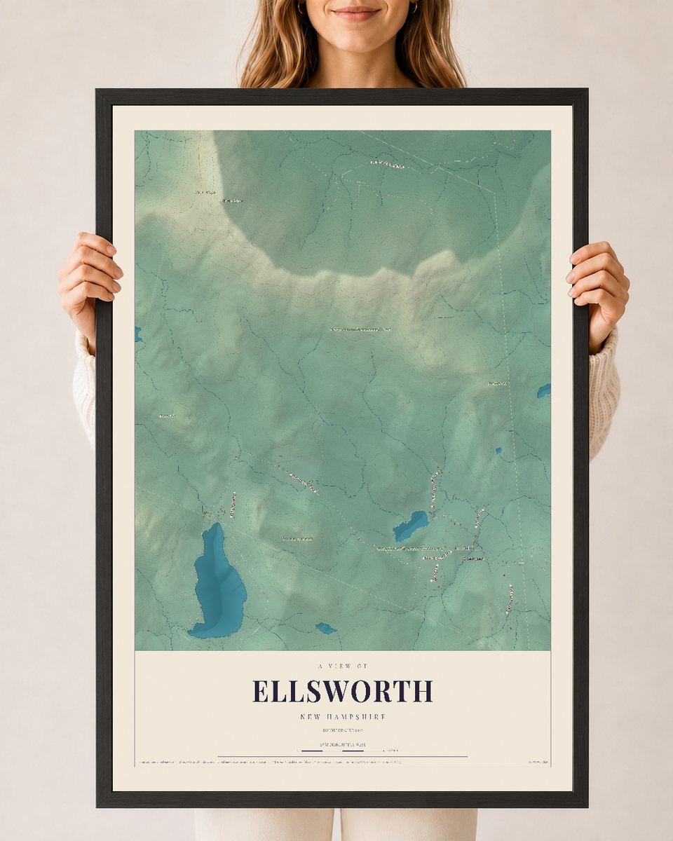 NH Current Atlas 2026 | Ellsworth | 24" x 36" | W/ Black Ayous Wood Frame