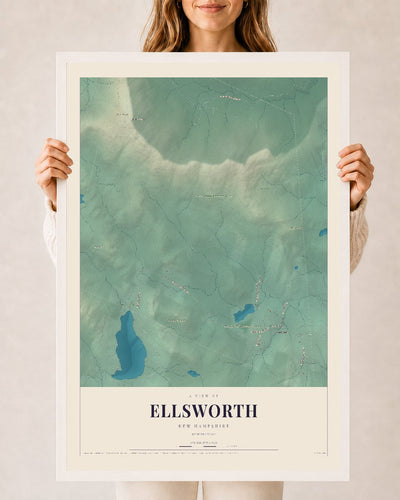 NH Current Atlas 2026 | Ellsworth | 24" x 36" | W/ White Ayous Wood Frame