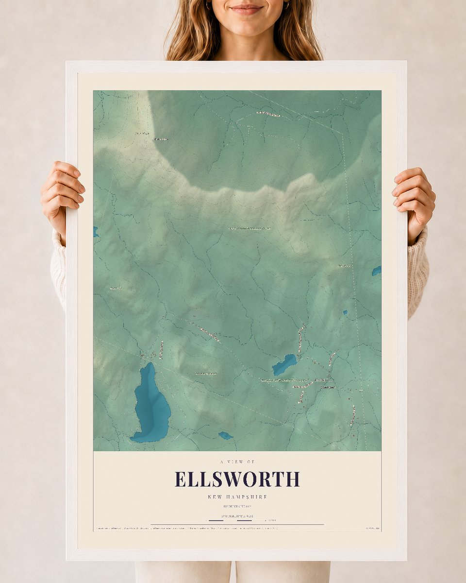 NH Current Atlas 2026 | Ellsworth | 24" x 36" | W/ White Ayous Wood Frame