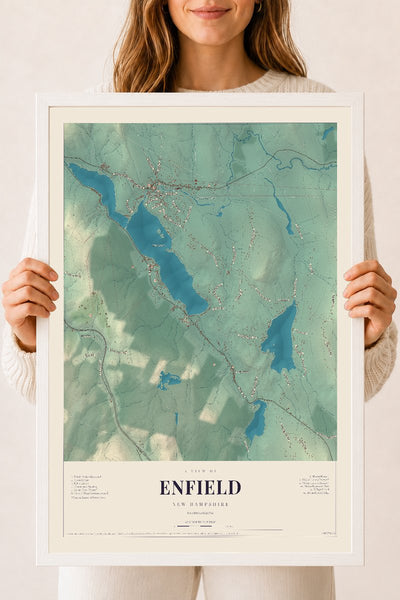 NH Current Atlas 2026 | Enfield | 18" x 24" | W/ White Ayous Wood Frame