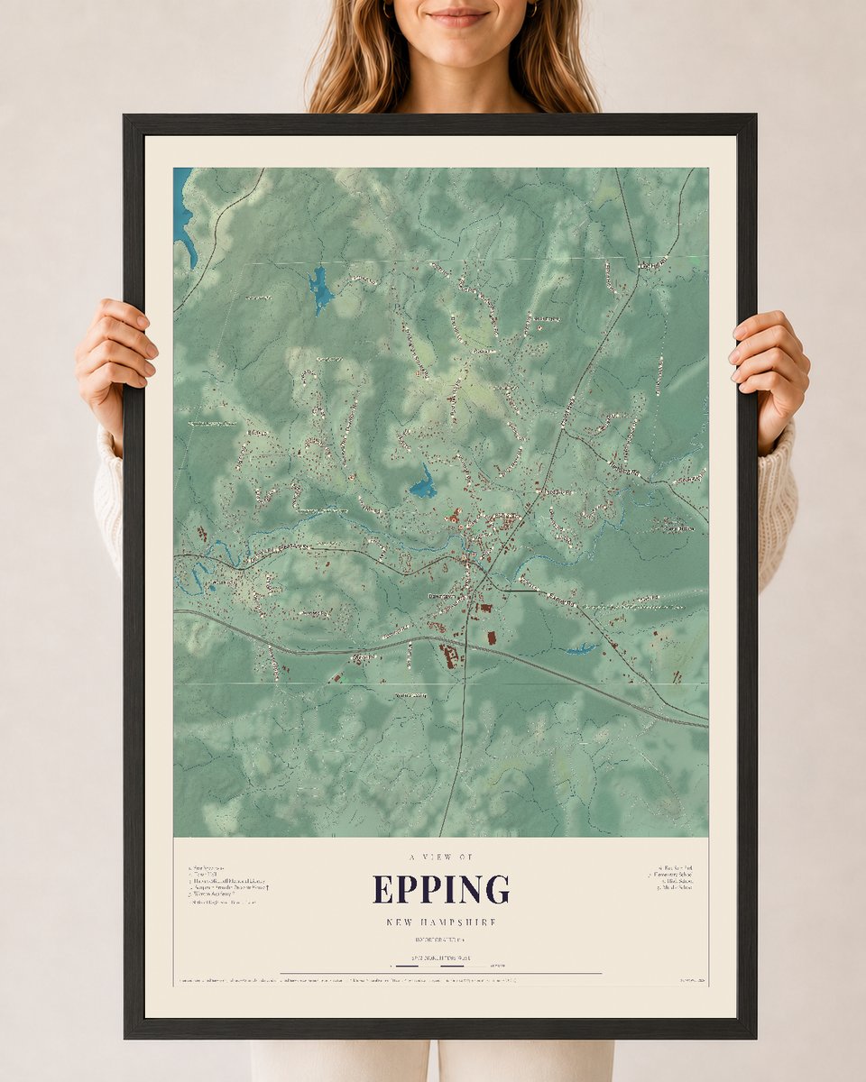 NH Current Atlas 2026 | Epping | 24" x 36" | W/ Black Ayous Wood Frame