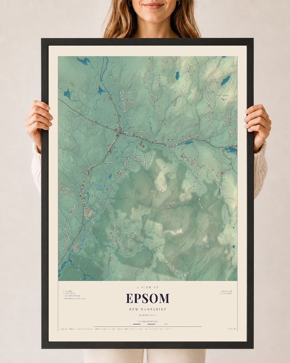 NH Current Atlas 2026 | Epsom | 24" x 36" | W/ Black Ayous Wood Frame