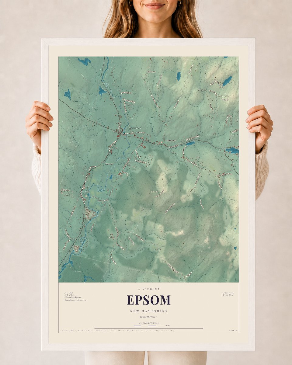 NH Current Atlas 2026 | Epsom | 24" x 36" | W/ White Ayous Wood Frame