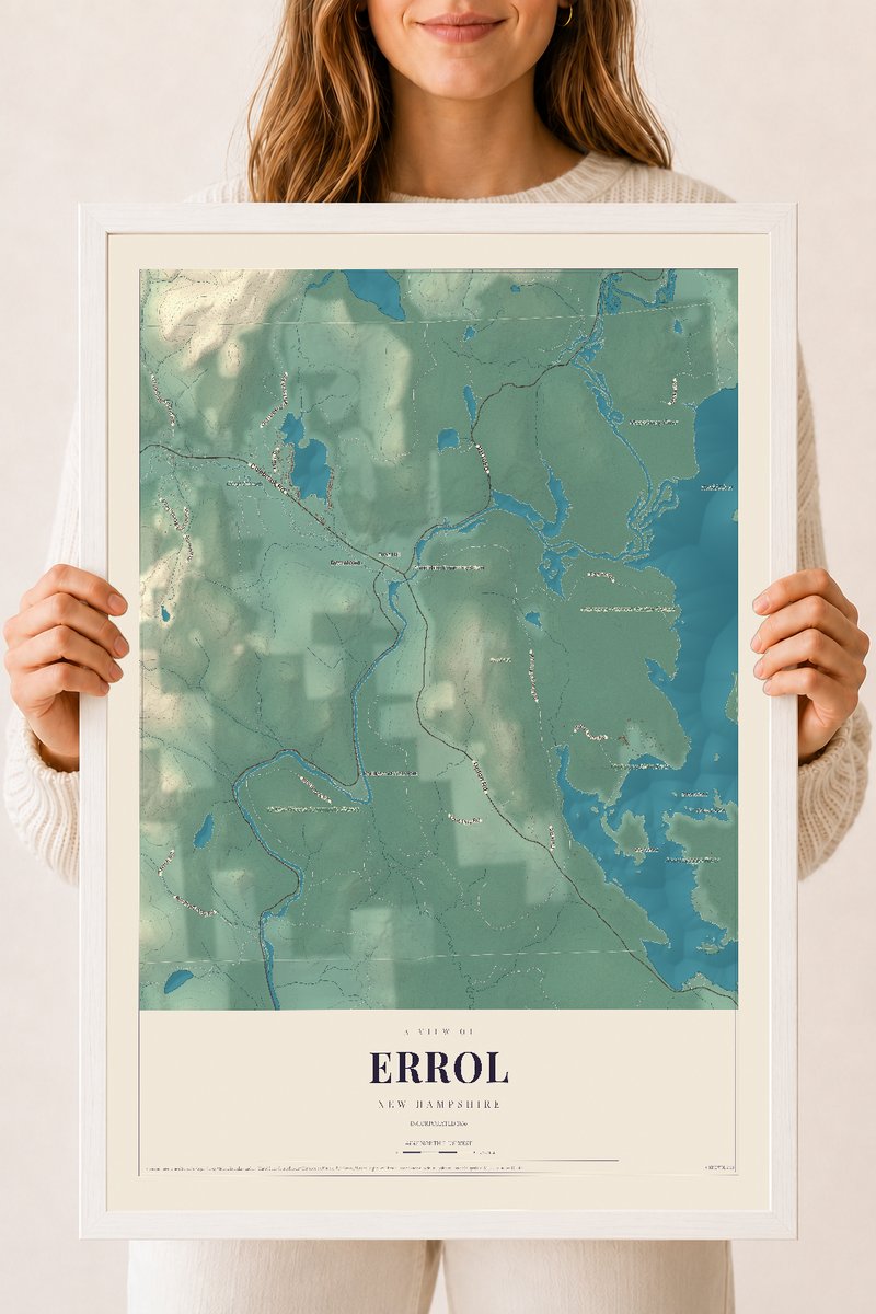 NH Current Atlas 2026 | Errol | 18" x 24" | W/ White Ayous Wood Frame