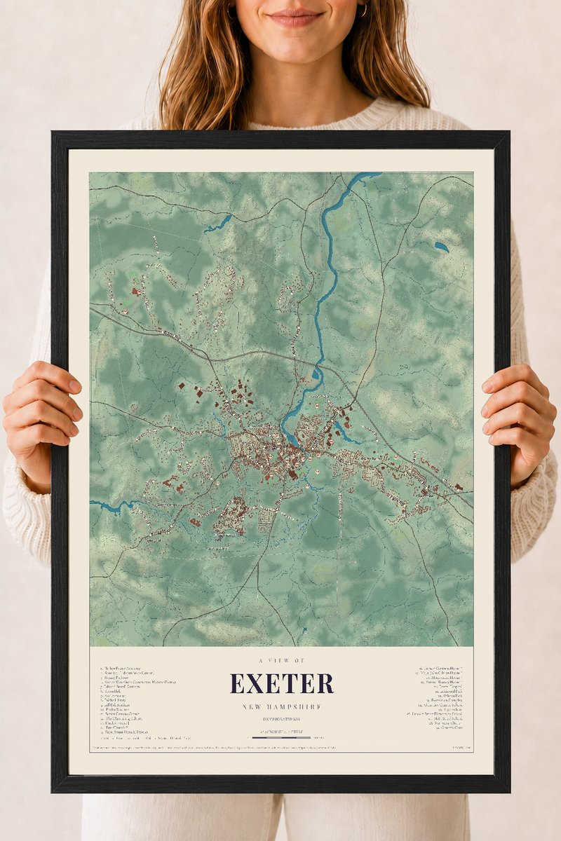 NH Current Atlas 2026 | Exeter | 18" x 24" | W/ Black Ayous Wood Frame