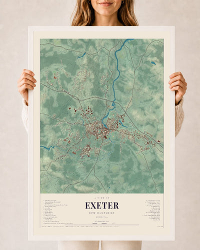 NH Current Atlas 2026 | Exeter | 24" x 36" | W/ White Ayous Wood Frame