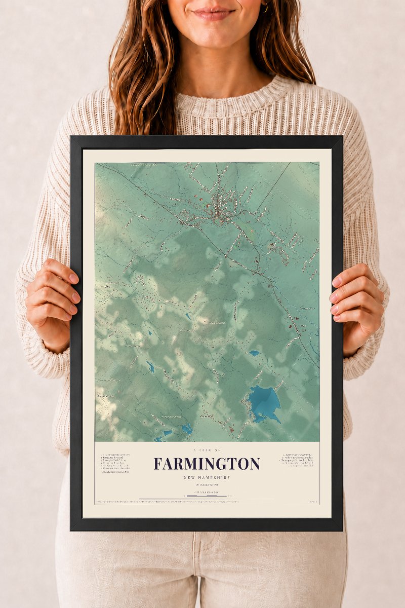 NH Current Atlas 2026 | Farmington | 12" x 18" | W/ Black Ayous Wood Frame