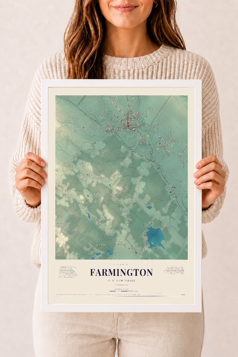 NH Current Atlas 2026 | Farmington | 12" x 18" | W/ White Ayous Wood Frame