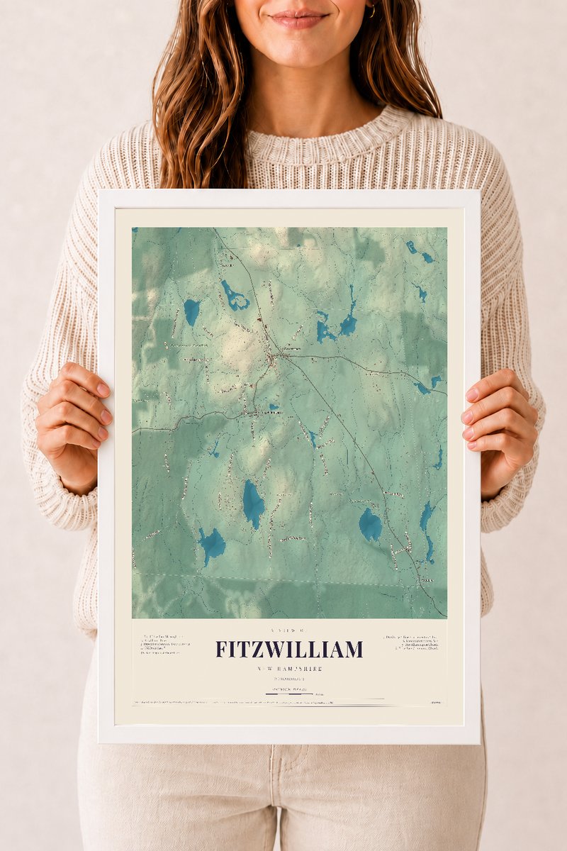 NH Current Atlas 2026 | Fitzwilliam | 12" x 18" | W/ White Ayous Wood Frame