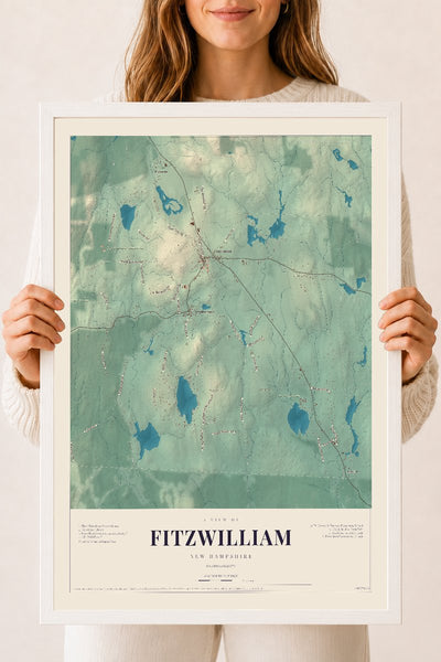 NH Current Atlas 2026 | Fitzwilliam | 18" x 24" | W/ White Ayous Wood Frame