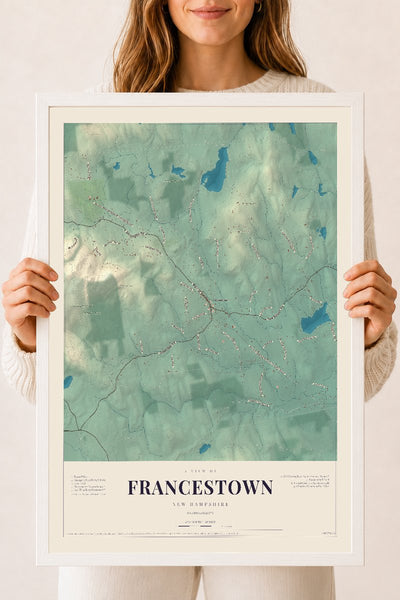 NH Current Atlas 2026 | Francestown | 18" x 24" | W/ White Ayous Wood Frame