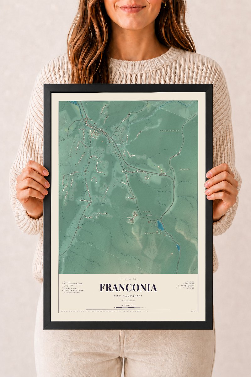 NH Current Atlas 2026 | Franconia | 12" x 18" | W/ Black Ayous Wood Frame