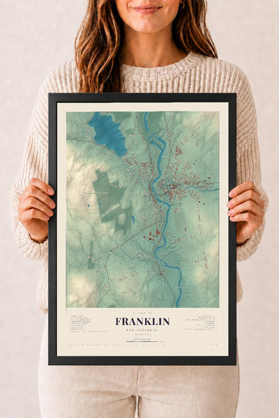 NH Current Atlas 2026 | Franklin | 12" x 18" | W/ Black Ayous Wood Frame