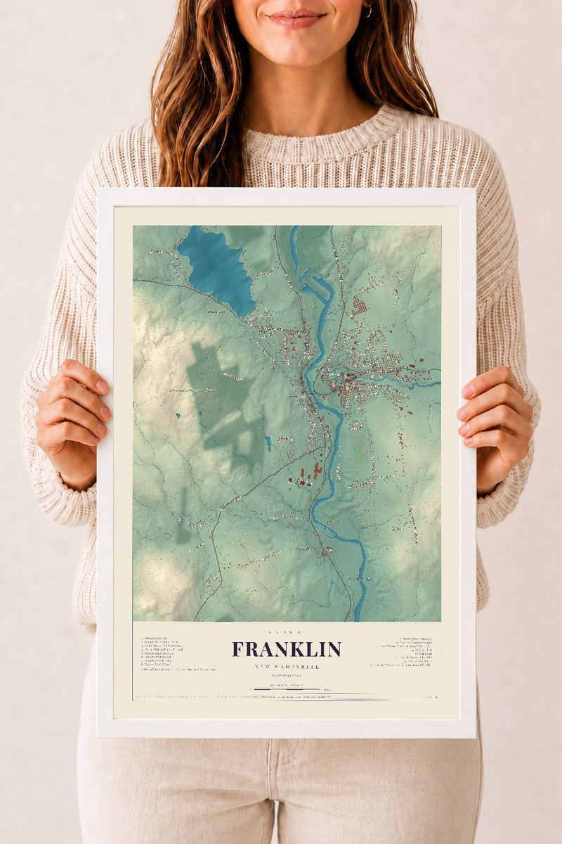 NH Current Atlas 2026 | Franklin | 12" x 18" | W/ White Ayous Wood Frame