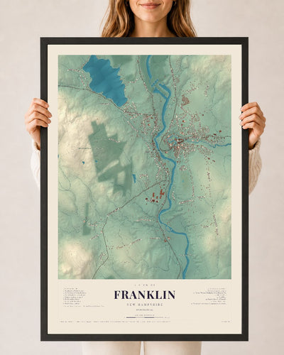 NH Current Atlas 2026 | Franklin | 24" x 36" | W/ Black Ayous Wood Frame