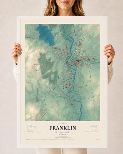 NH Current Atlas 2026 | Franklin | 24" x 36" | W/ White Ayous Wood Frame