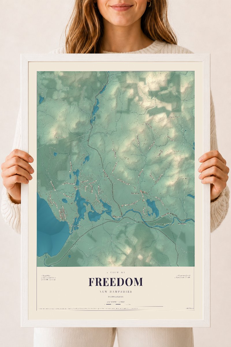 NH Current Atlas 2026 | Freedom | 18" x 24" | W/ White Ayous Wood Frame