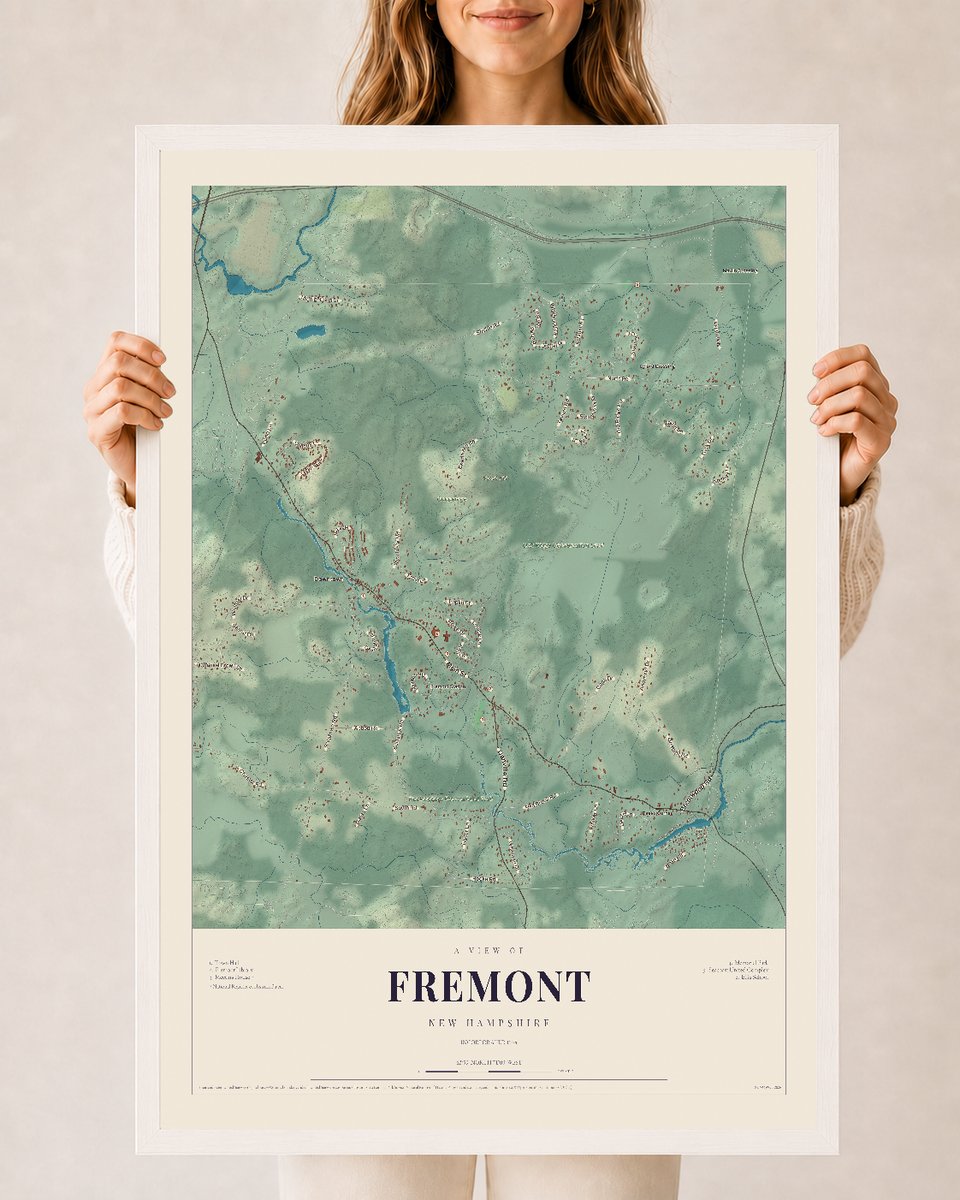 NH Current Atlas 2026 | Fremont | 24" x 36" | W/ White Ayous Wood Frame