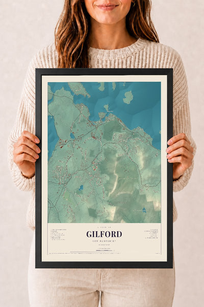 NH Current Atlas 2026 | Gilford | 12" x 18" | W/ Black Ayous Wood Frame