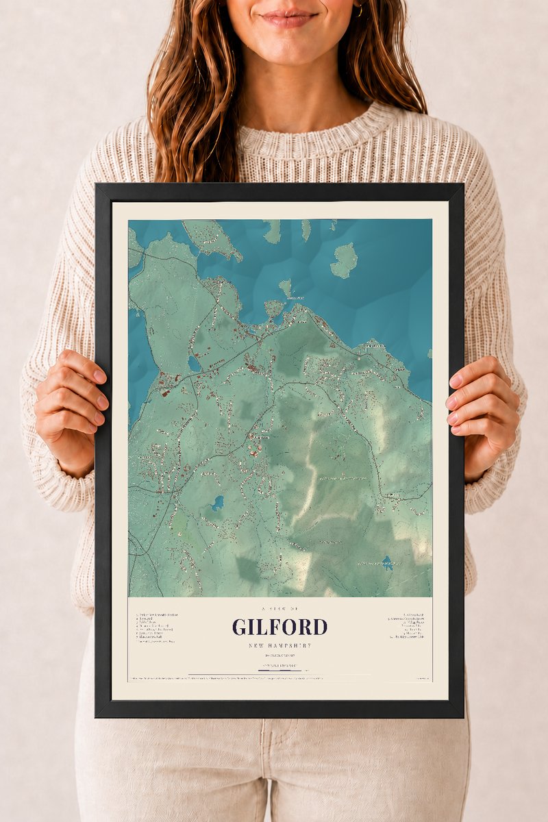 NH Current Atlas 2026 | Gilford | 12" x 18" | W/ Black Ayous Wood Frame
