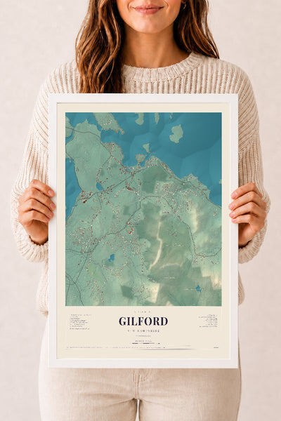 NH Current Atlas 2026 | Gilford | 12" x 18" | W/ White Ayous Wood Frame