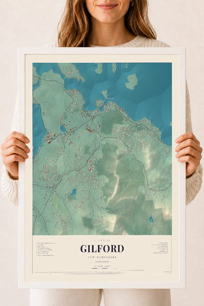 NH Current Atlas 2026 | Gilford | 18" x 24" | W/ White Ayous Wood Frame