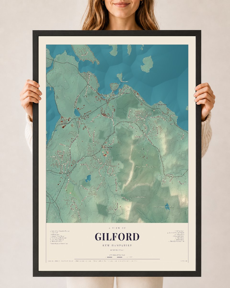 NH Current Atlas 2026 | Gilford | 24" x 36" | W/ Black Ayous Wood Frame