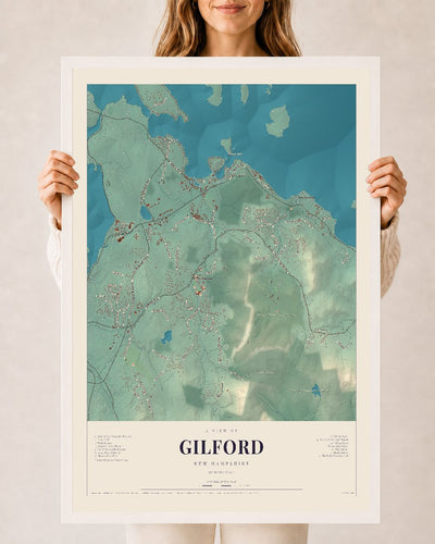 NH Current Atlas 2026 | Gilford | 24" x 36" | W/ White Ayous Wood Frame