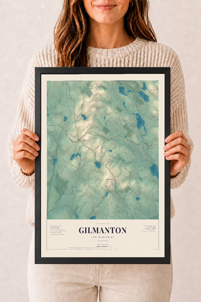 NH Current Atlas 2026 | Gilmanton | 12" x 18" | W/ Black Ayous Wood Frame