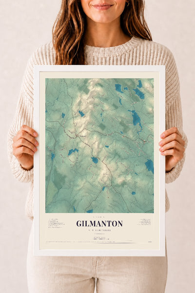 NH Current Atlas 2026 | Gilmanton | 12" x 18" | W/ White Ayous Wood Frame
