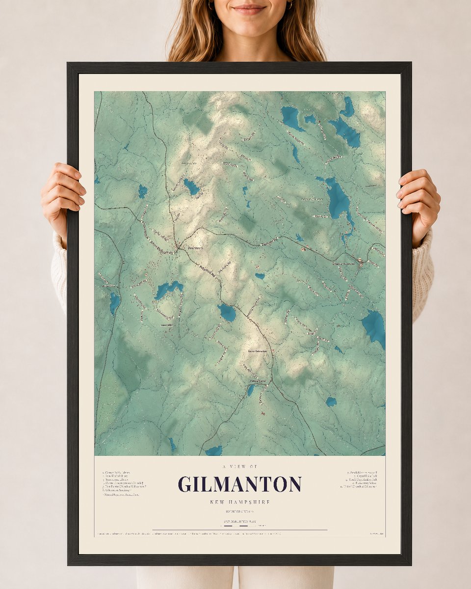 NH Current Atlas 2026 | Gilmanton | 24" x 36" | W/ Black Ayous Wood Frame