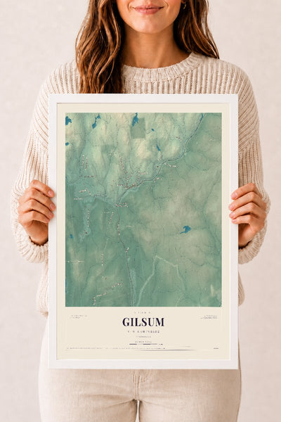 NH Current Atlas 2026 | Gilsum | 12" x 18" | W/ White Ayous Wood Frame