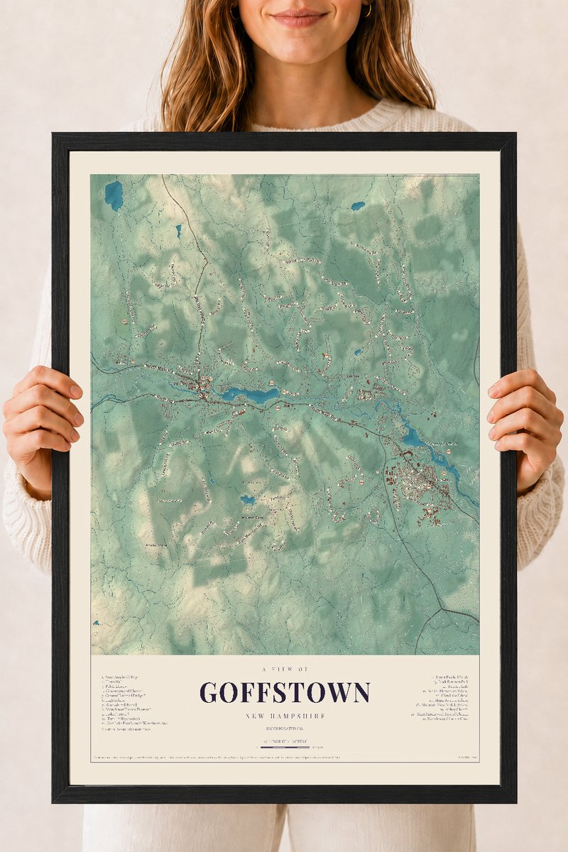 NH Current Atlas 2026 | Goffstown | 18" x 24" | W/ Black Ayous Wood Frame