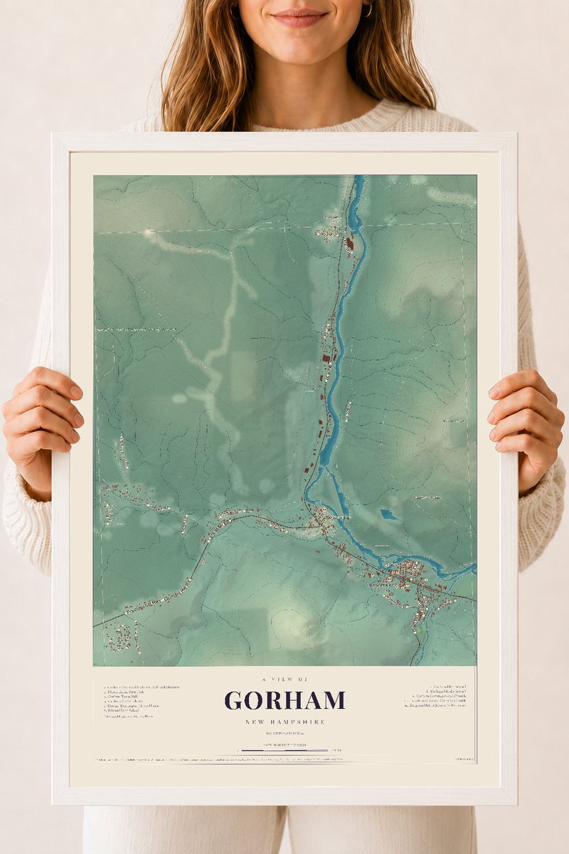 NH Current Atlas 2026 | Gorham | 18" x 24" | W/ White Ayous Wood Frame