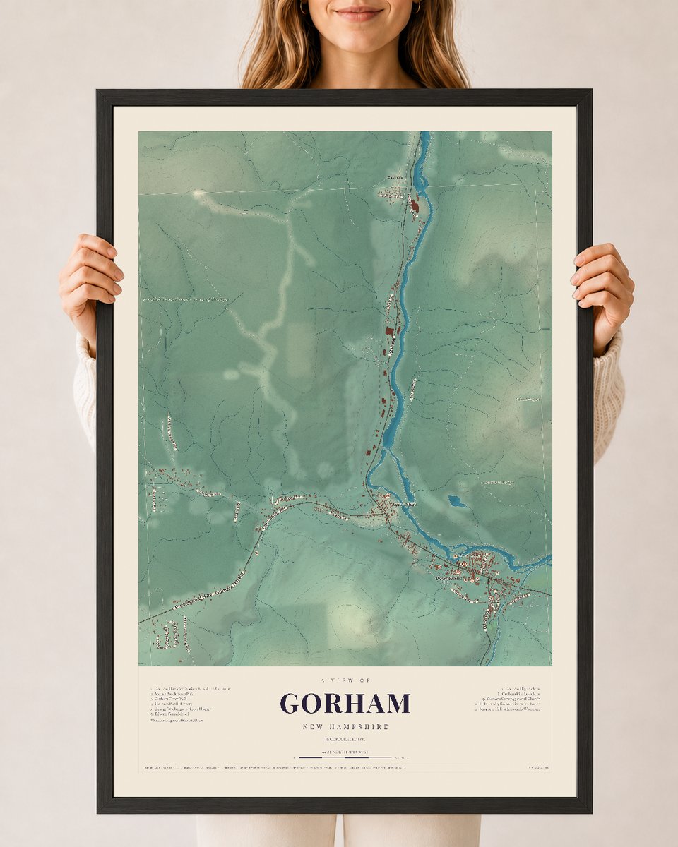 NH Current Atlas 2026 | Gorham | 24" x 36" | W/ Black Ayous Wood Frame