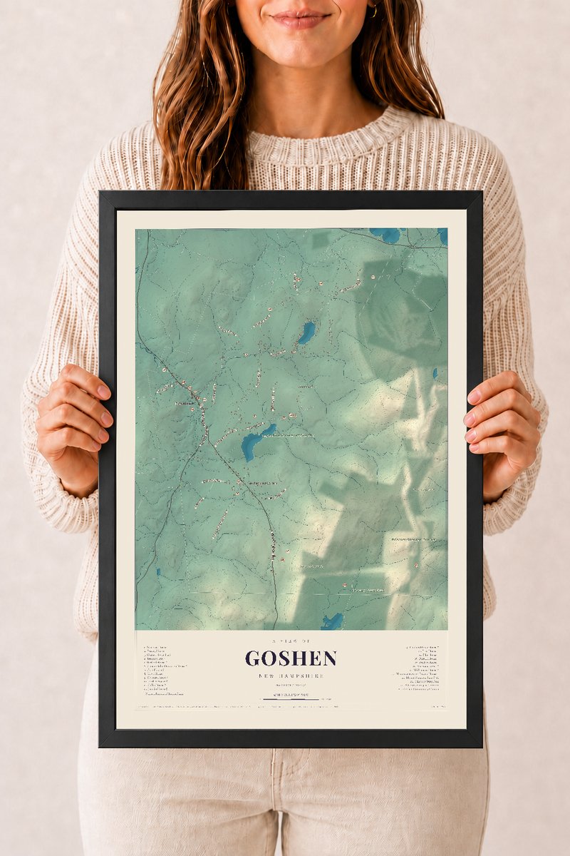 NH Current Atlas 2026 | Goshen | 12" x 18" | W/ Black Ayous Wood Frame