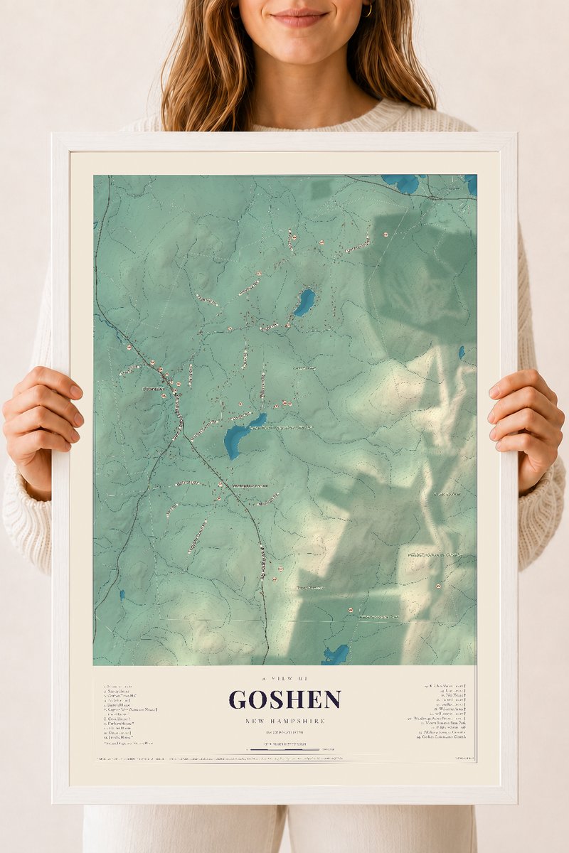 NH Current Atlas 2026 | Goshen | 18" x 24" | W/ White Ayous Wood Frame