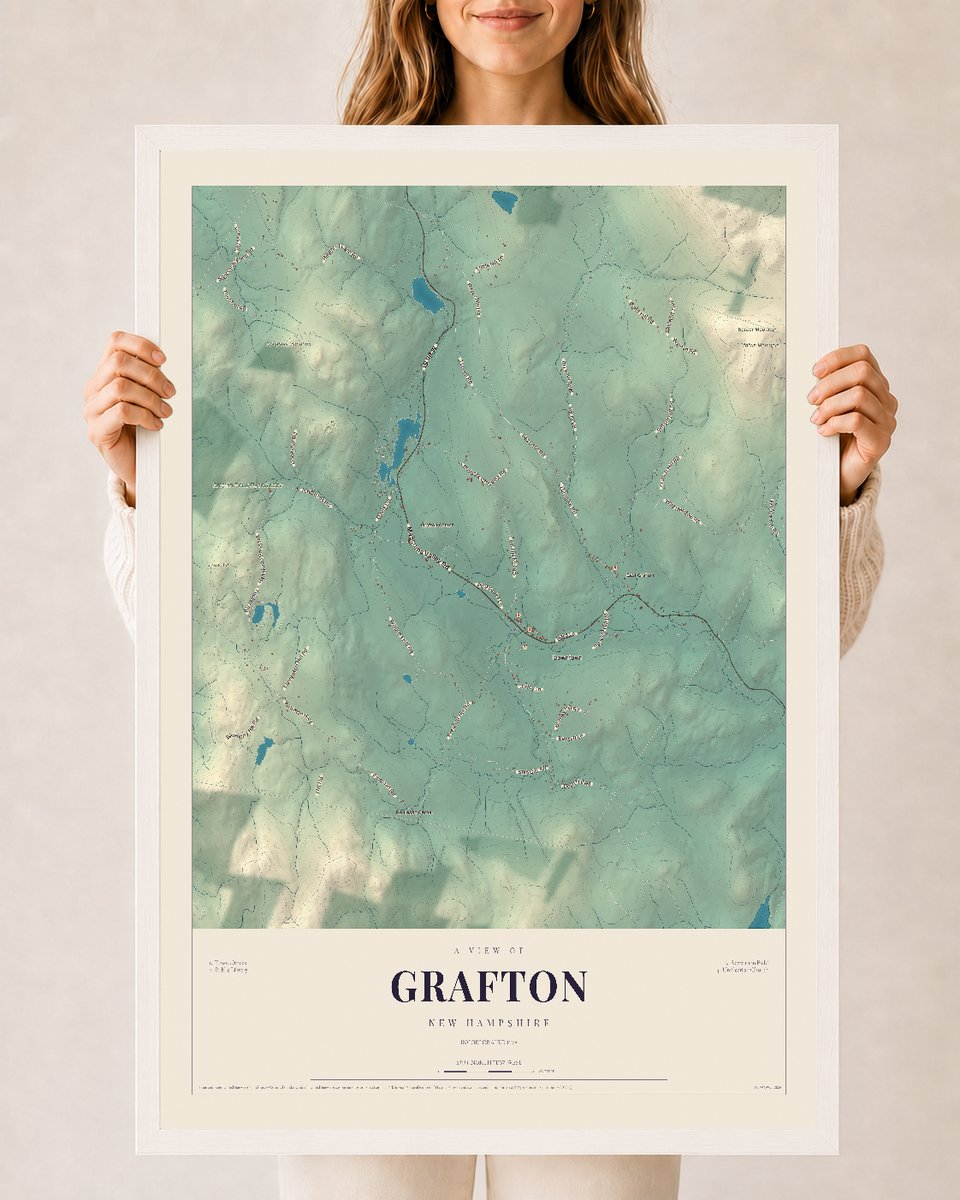 NH Current Atlas 2026 | Grafton | 24" x 36" | W/ White Ayous Wood Frame